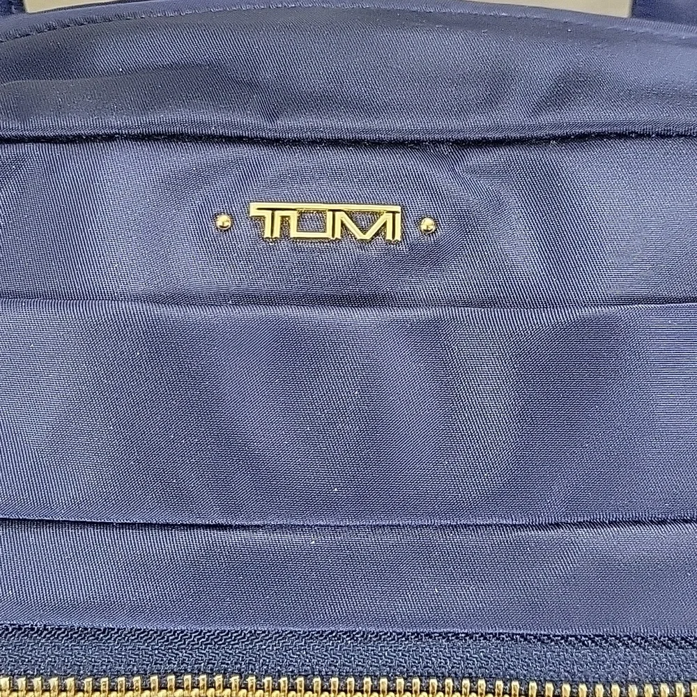 Tumi Blue Nylon/Leather Business Tote Bag